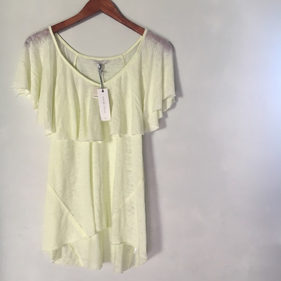 • SOLD // lucky brand pastel burnout ruffle draped tee • - Picture 2 of 8